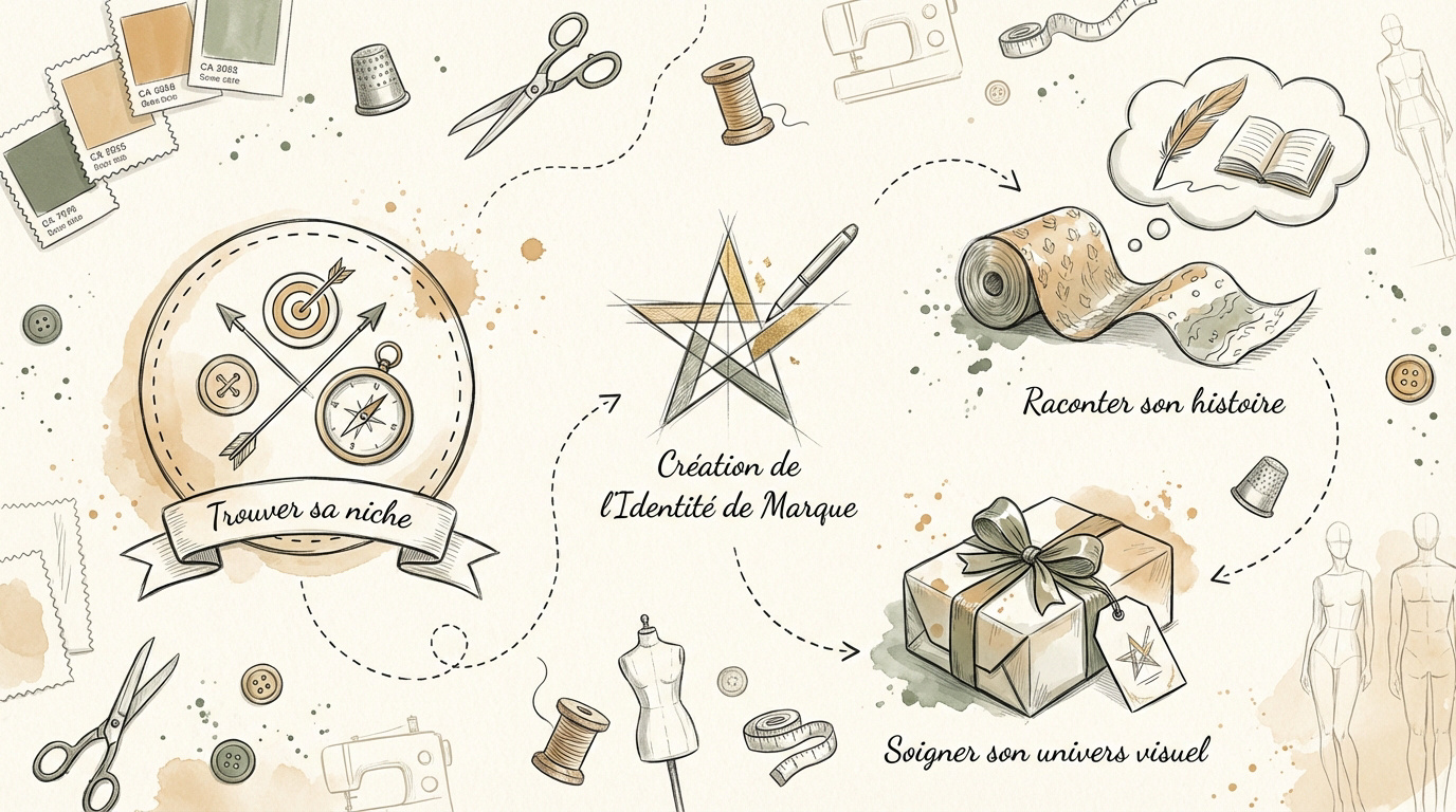 Schéma stratégique pour construire une identité de marque forte et cohérente en couture