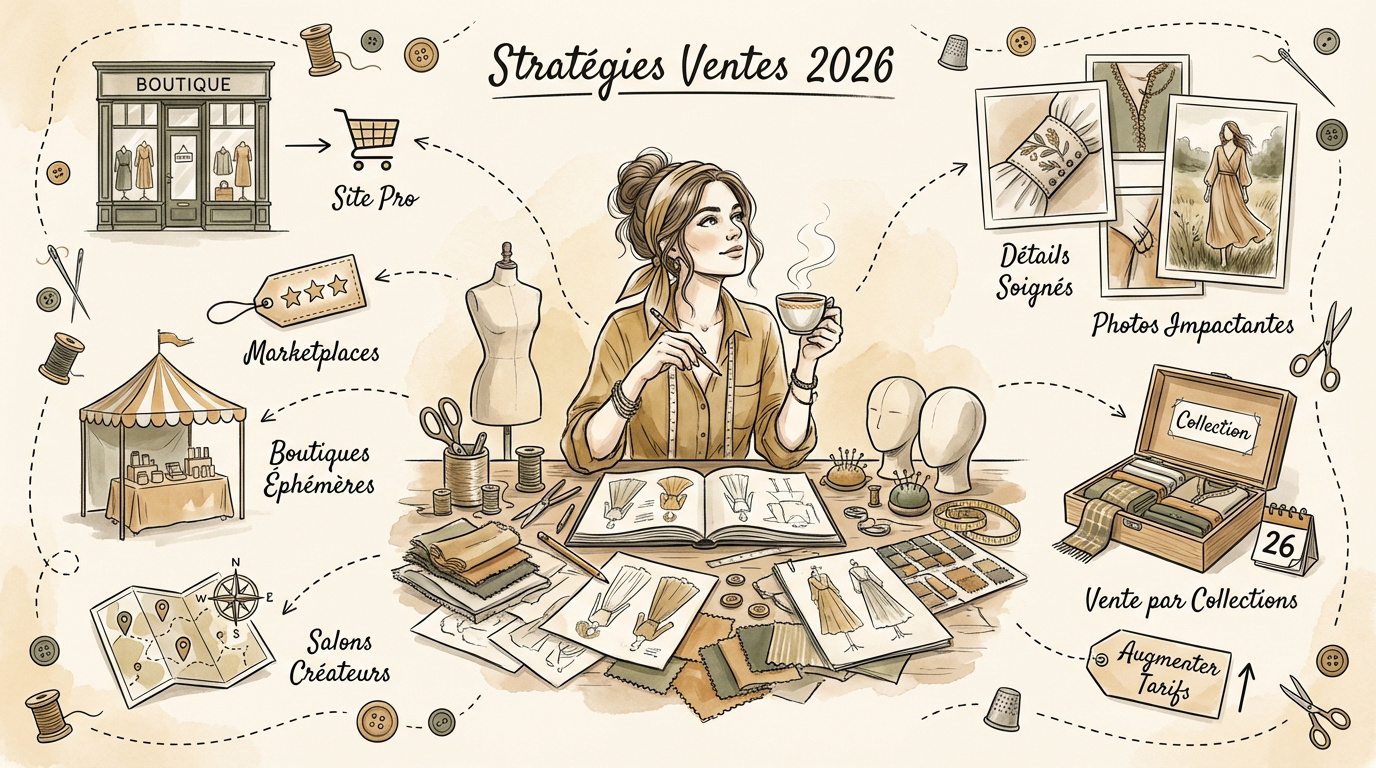 Stratégies de vente 2026 pour créatrices de mode et couturières