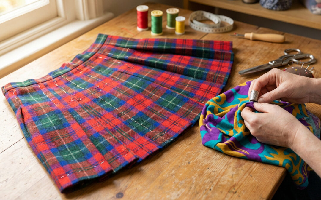 Cousu main épisode 2 : la jupe plissée et l&rsquo;upcycling façon « années 90 »